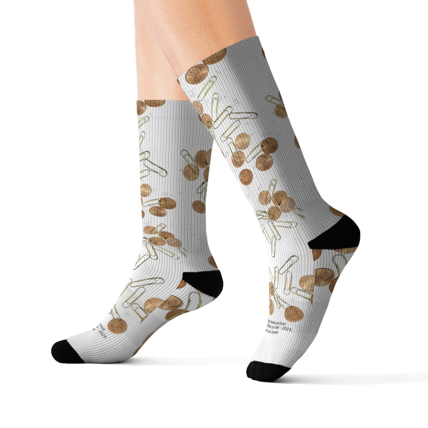 Paperclips, Pennies and Dust Sublimation Socks - S # 2 - A Noel Carol Originale
