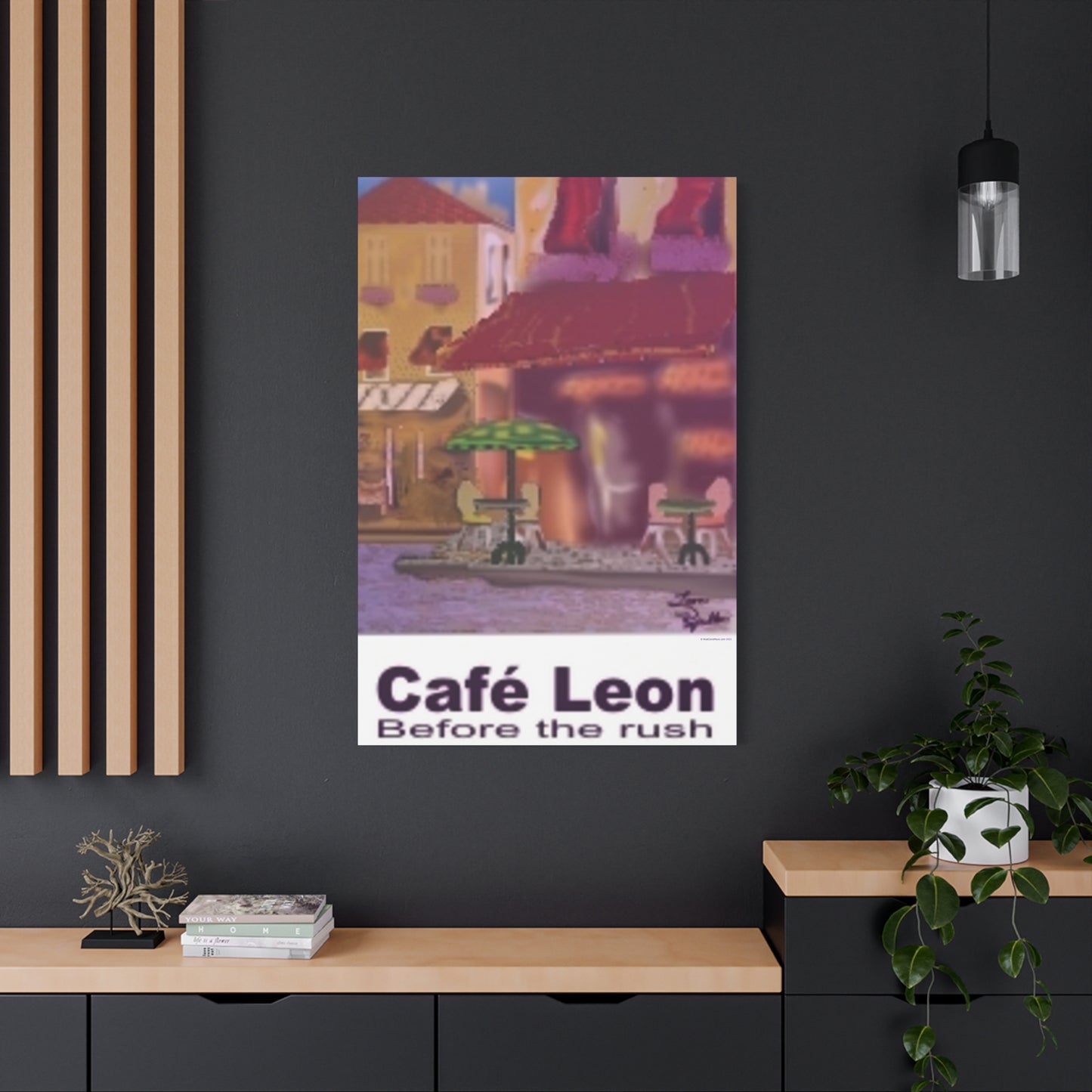 Cafe Leon Before the Rush # 5 - A Leon Papillon Originale 32” x 48”