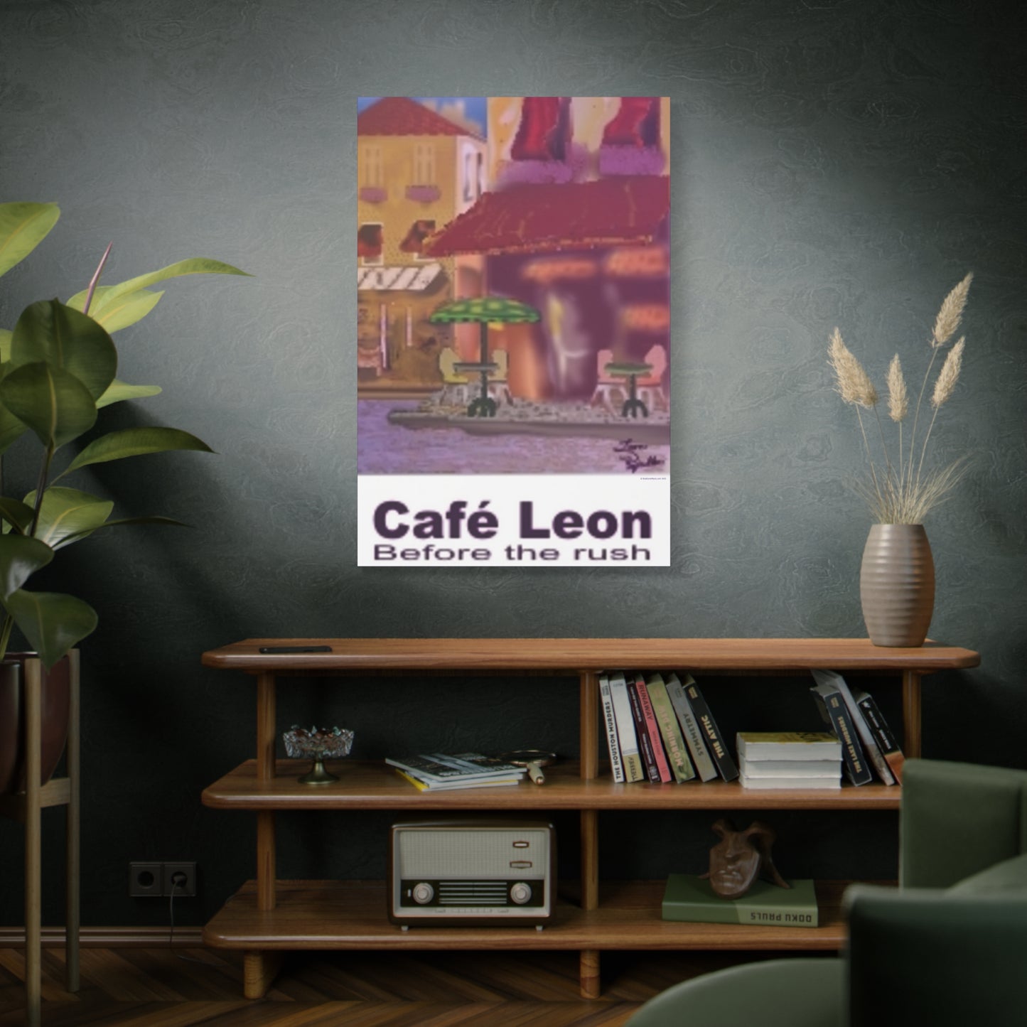 Cafe Leon Before the Rush # 5 - A Leon Papillon Originale 32” x 48”