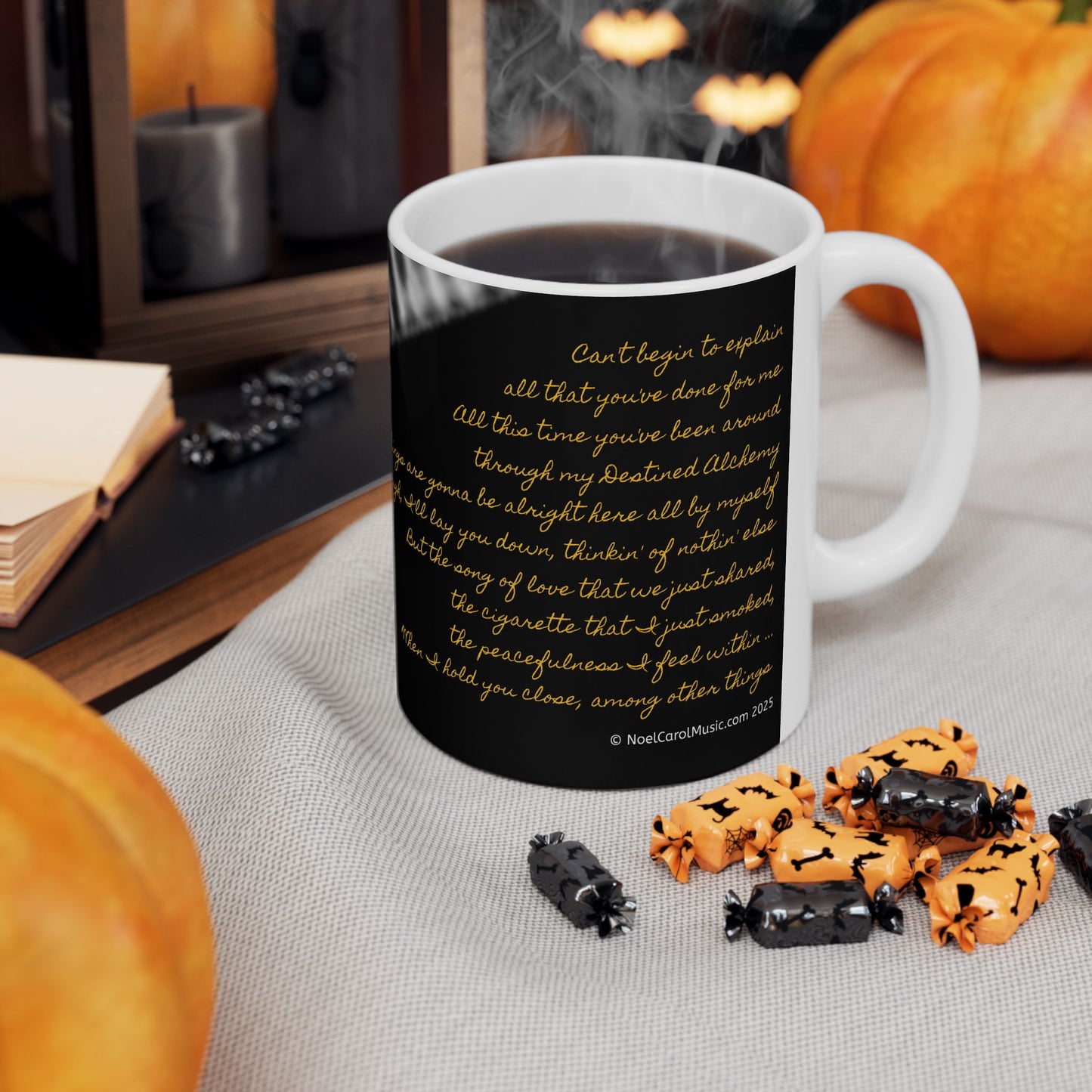My Maggie Mug #3 - Can't begin to explain all that you've done for me - A Noel Carol Originale - Yellow text