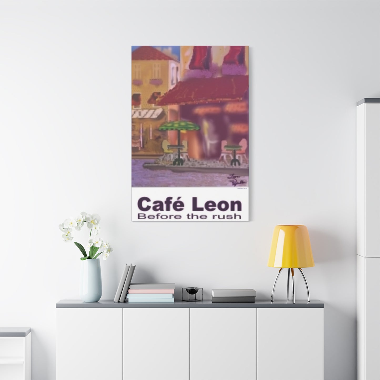 Cafe Leon Before the Rush # 5 - A Leon Papillon Originale 32” x 48”