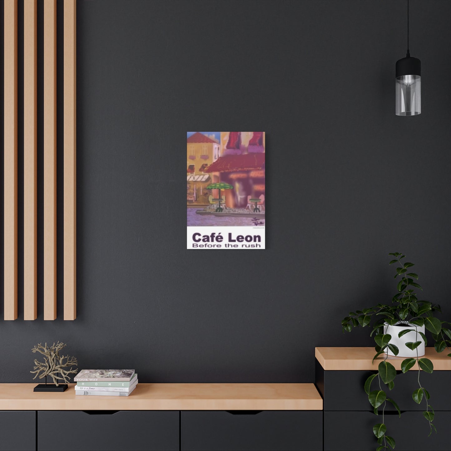 Cafe Leon Before the Rush # 3 - A Leon Papillon Originale 16” x 24”