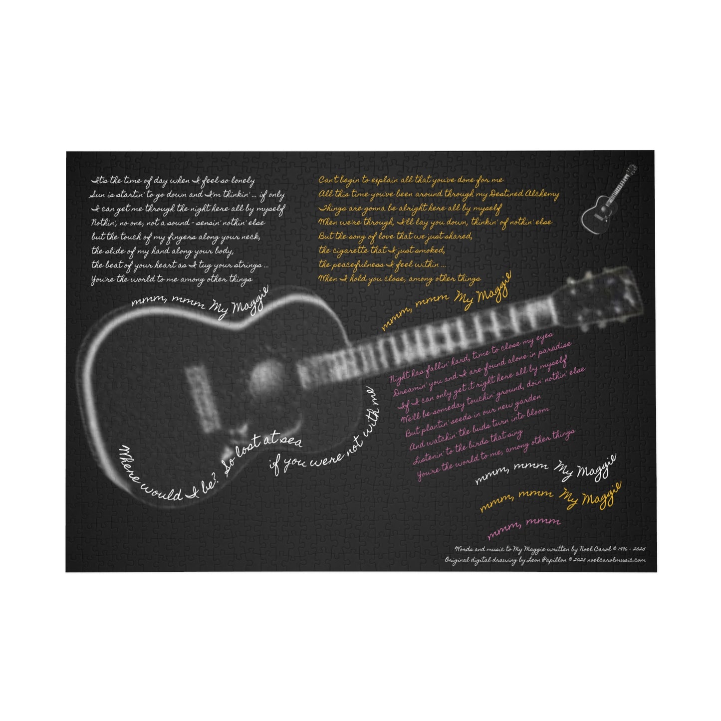 My Maggie c/w lyrics Puzzle # 2 - 28" x 20" x 1000-Piece - A Leon Papillon Originale
