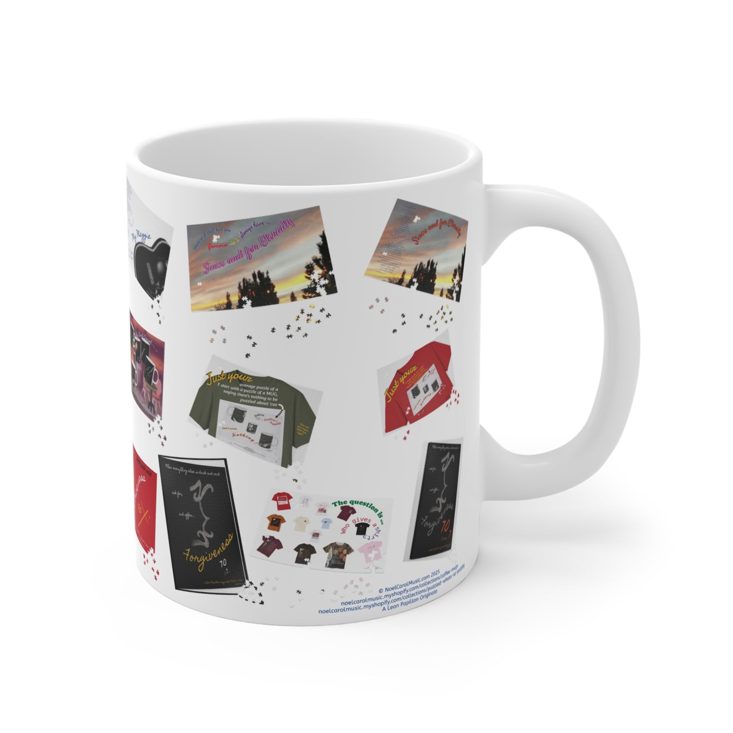 19 of our Puzzles on a Mug - 11oz Coffee Mug - A Leon Papillon Originale - NoelCarolMusic