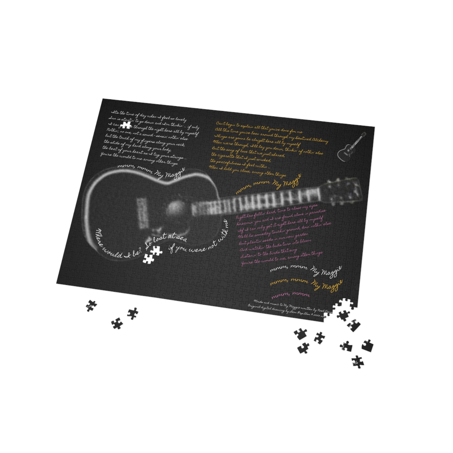My Maggie c/w lyrics Puzzle # 2 - 28" x 20" x 1000-Piece - A Leon Papillon Originale