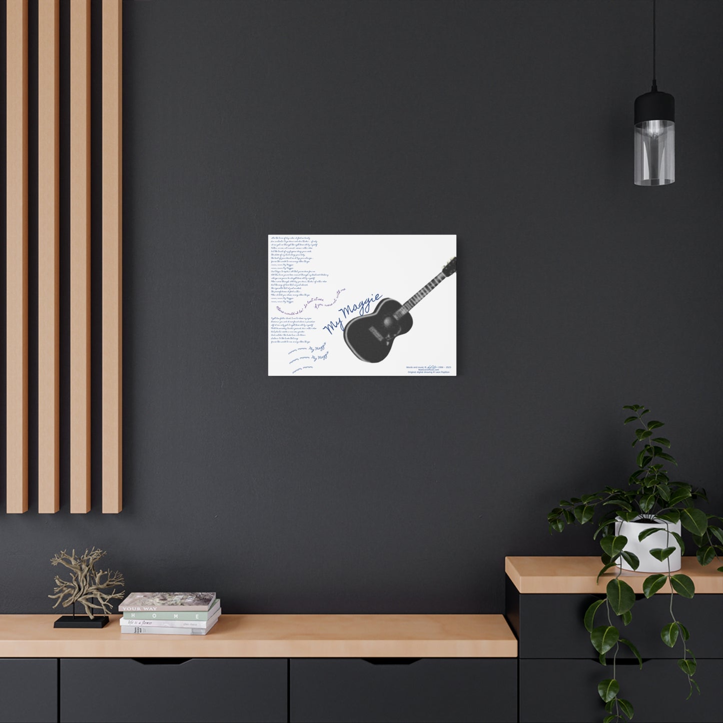 My Maggie c/w lyrics 24" x 18" x 1 1/4" canvas print - from puzzle to canvas - A Leon Papillon Originale # 2 White