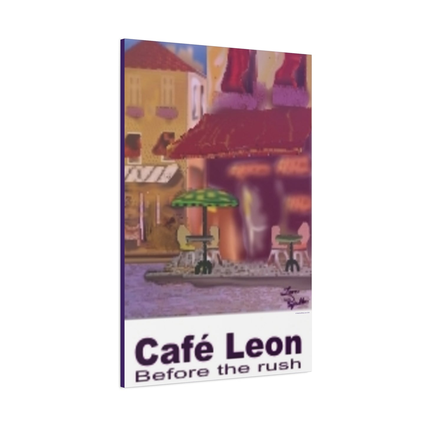 Cafe Leon Before the Rush # 5 - A Leon Papillon Originale 32” x 48”