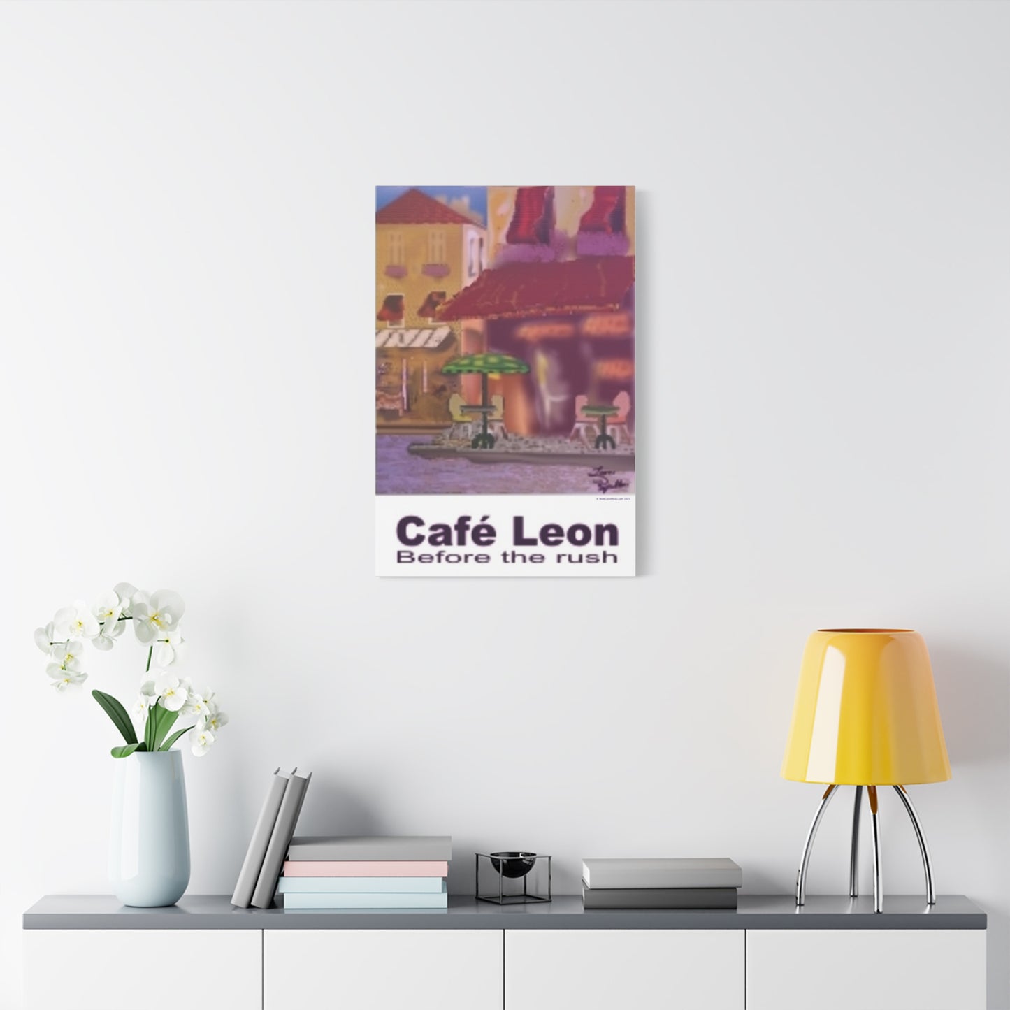 Cafe Leon Before the Rush # 4 - A Leon Papillon Originale - 20" x 30"