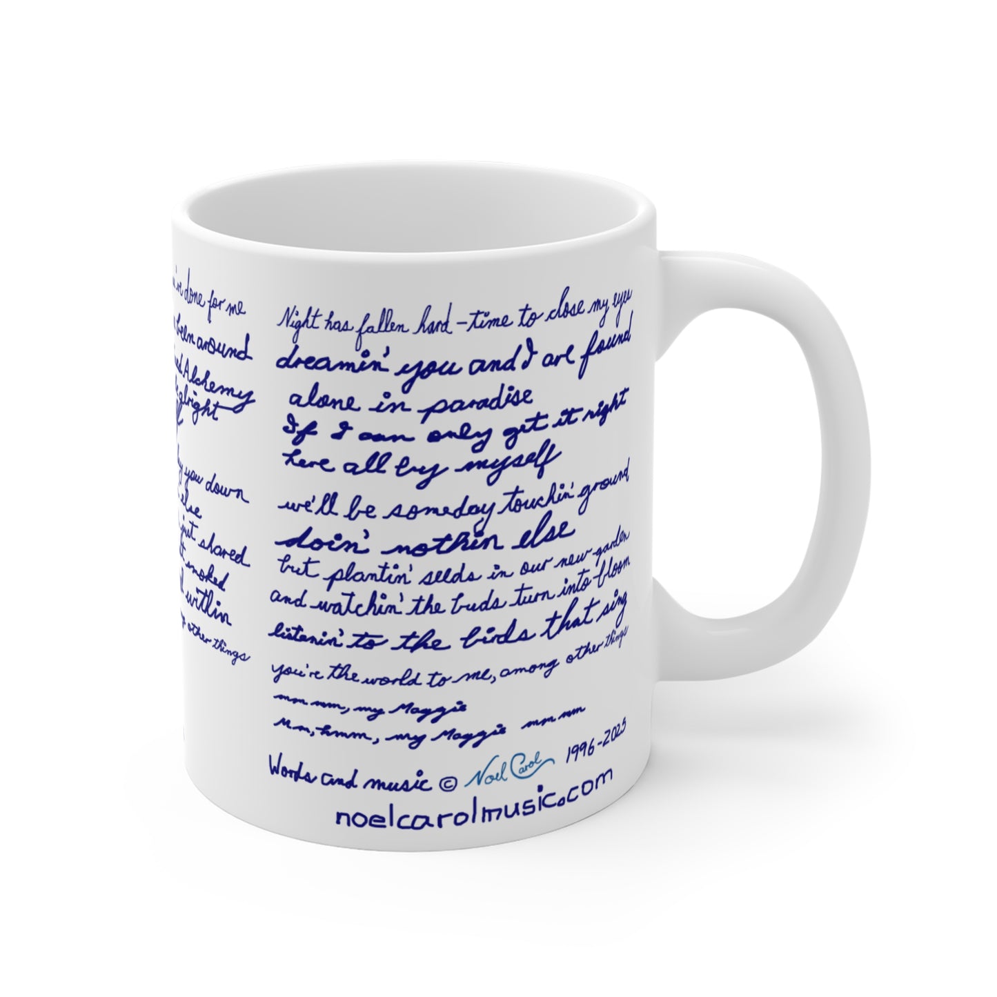 My Maggie Mug #1 Hand-written Lyrics 11-oz Coffee Mug #1 - a Noel Carol Originale