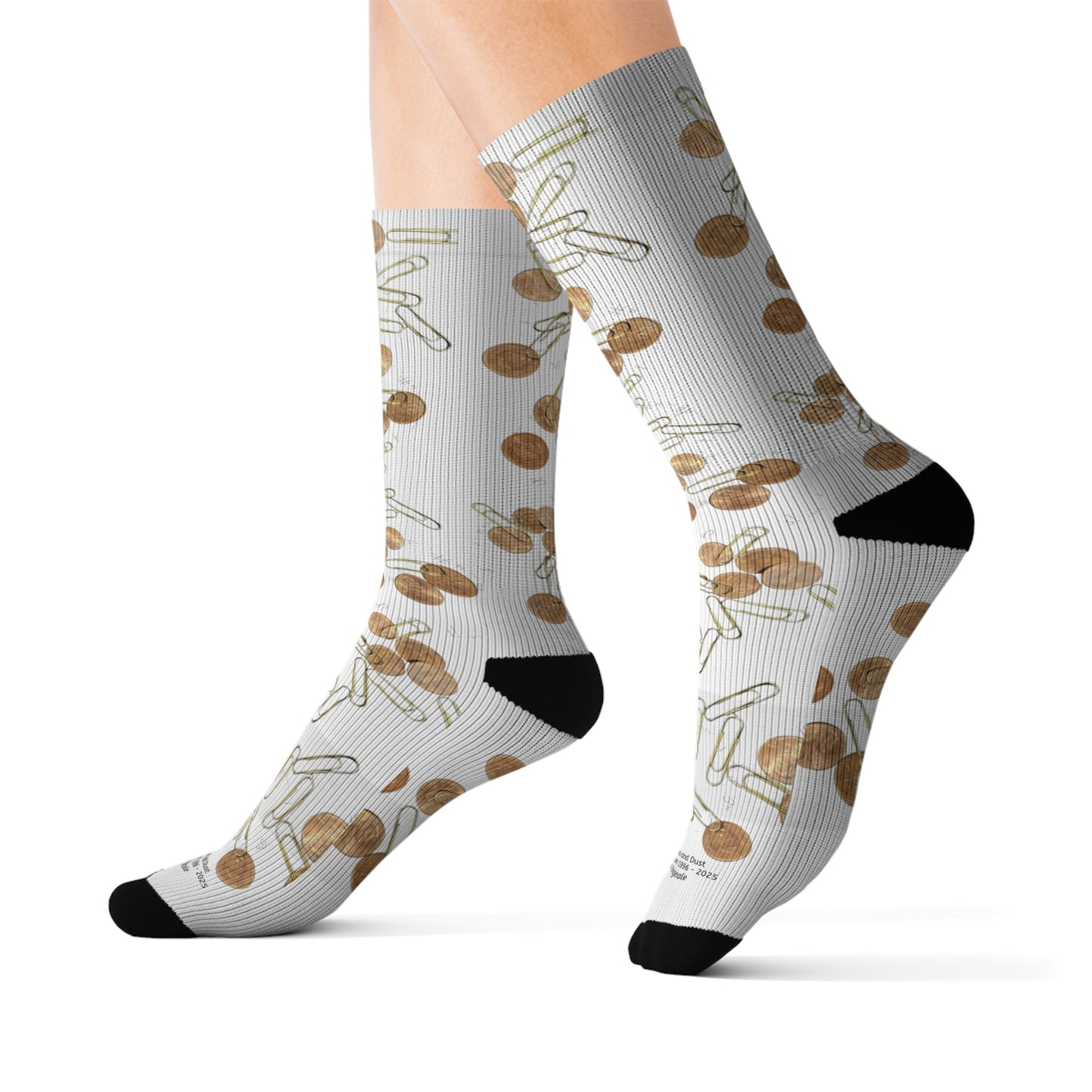 Paperclips, Pennies and Dust Sublimation Socks - S # 2 - A Noel Carol Originale