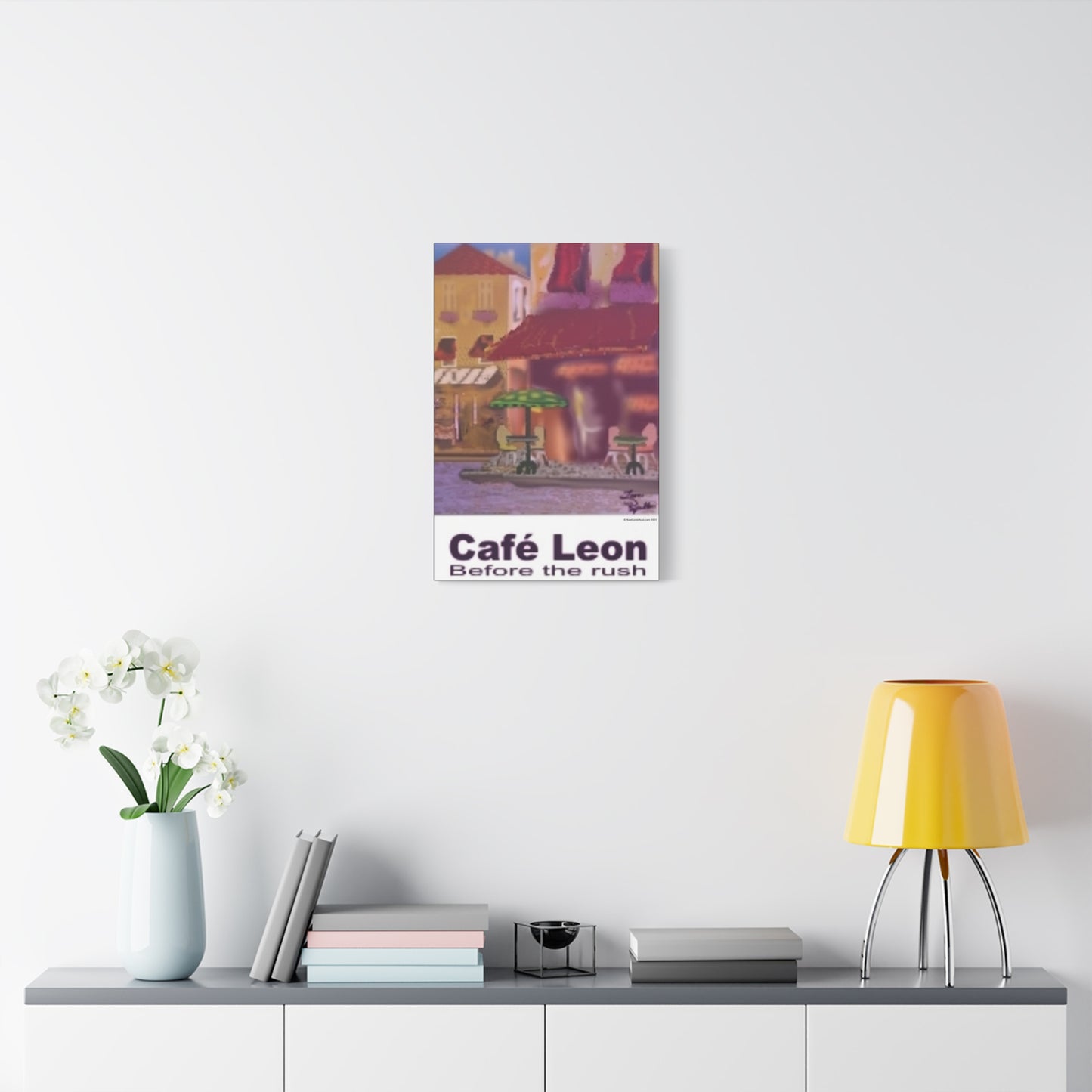 Cafe Leon Before the Rush # 3 - A Leon Papillon Originale 16” x 24”