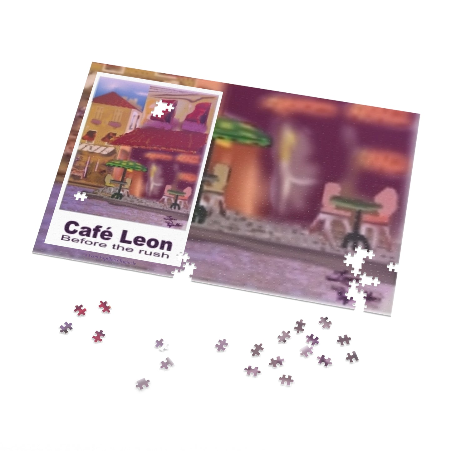 Cafe Leon Before the rush 30" x 20" x 1000 pce Jigsaw Puzzle - A Leon Papillon Originale