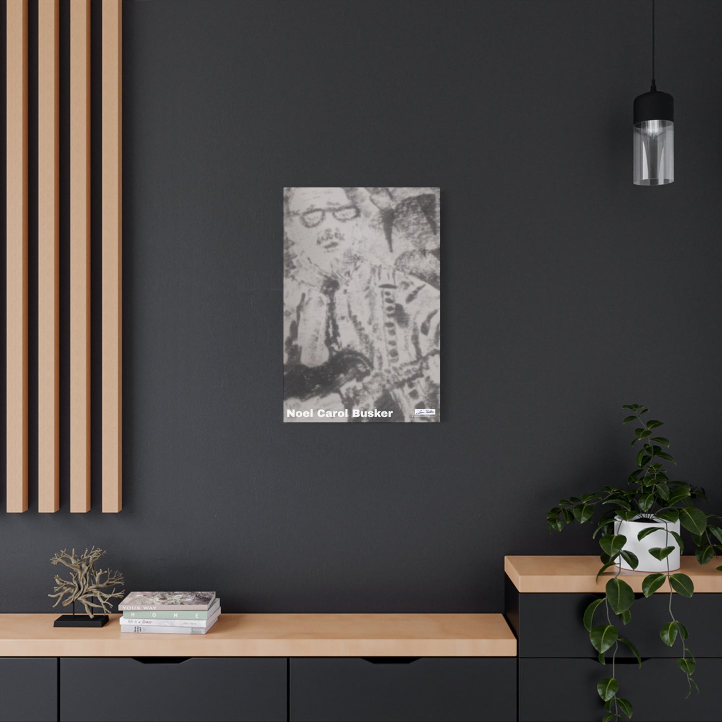 Noel Carol Busker Charcoal Portrait Wall Art - A Leon Papillon Originale 20" x 30"
