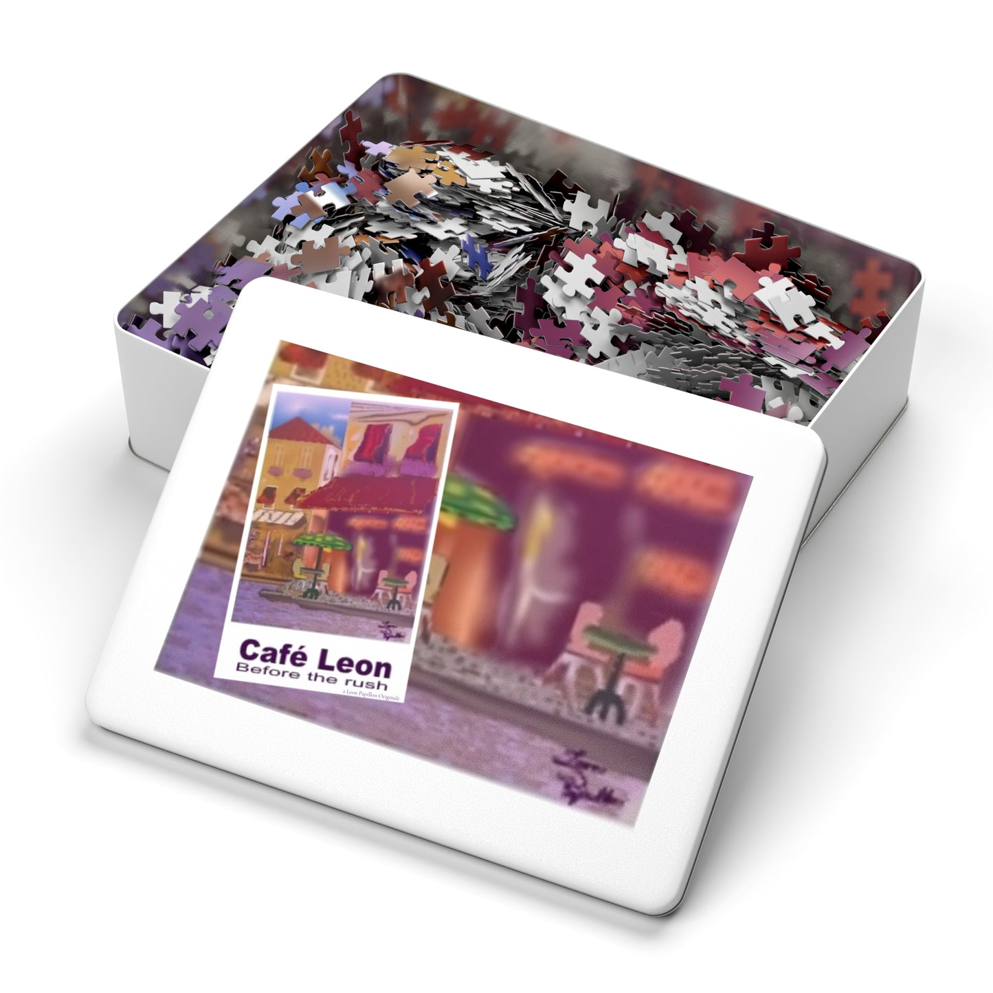 Cafe Leon Before the rush 40" x 28" x 2000 pce Jigsaw Puzzle - A Leon Papillon Originale
