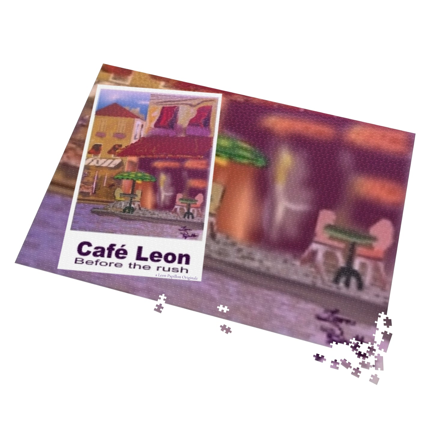 Cafe Leon Before the rush 40" x 28" x 2000 pce Jigsaw Puzzle - A Leon Papillon Originale