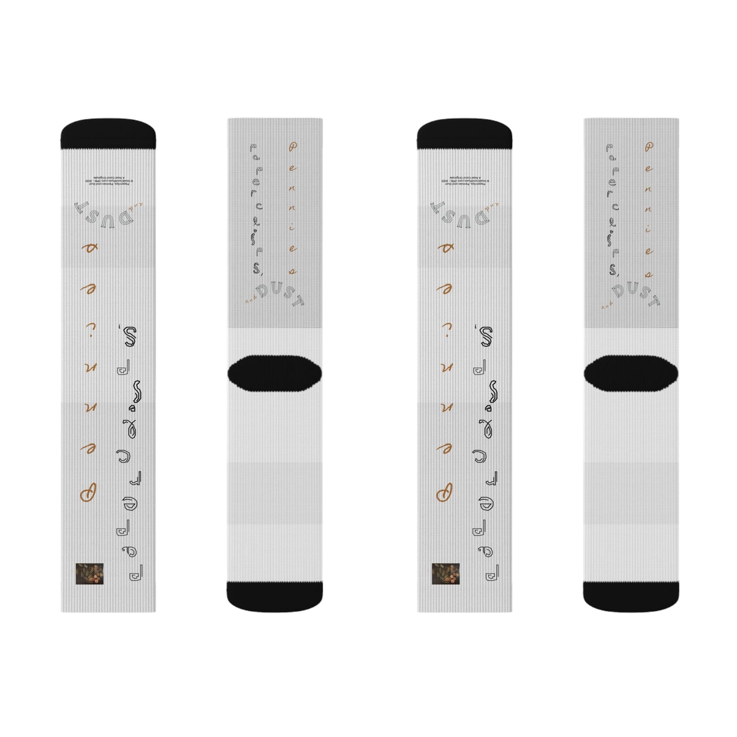 Paperclips, Pennies and Dust Sublimation Socks - S # 1 - A Noel Carol Originale