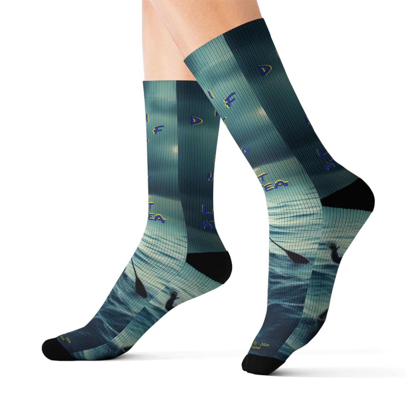 Drifting Lost at Sea Sublimation Socks - A Noel Carol Originale S # 1