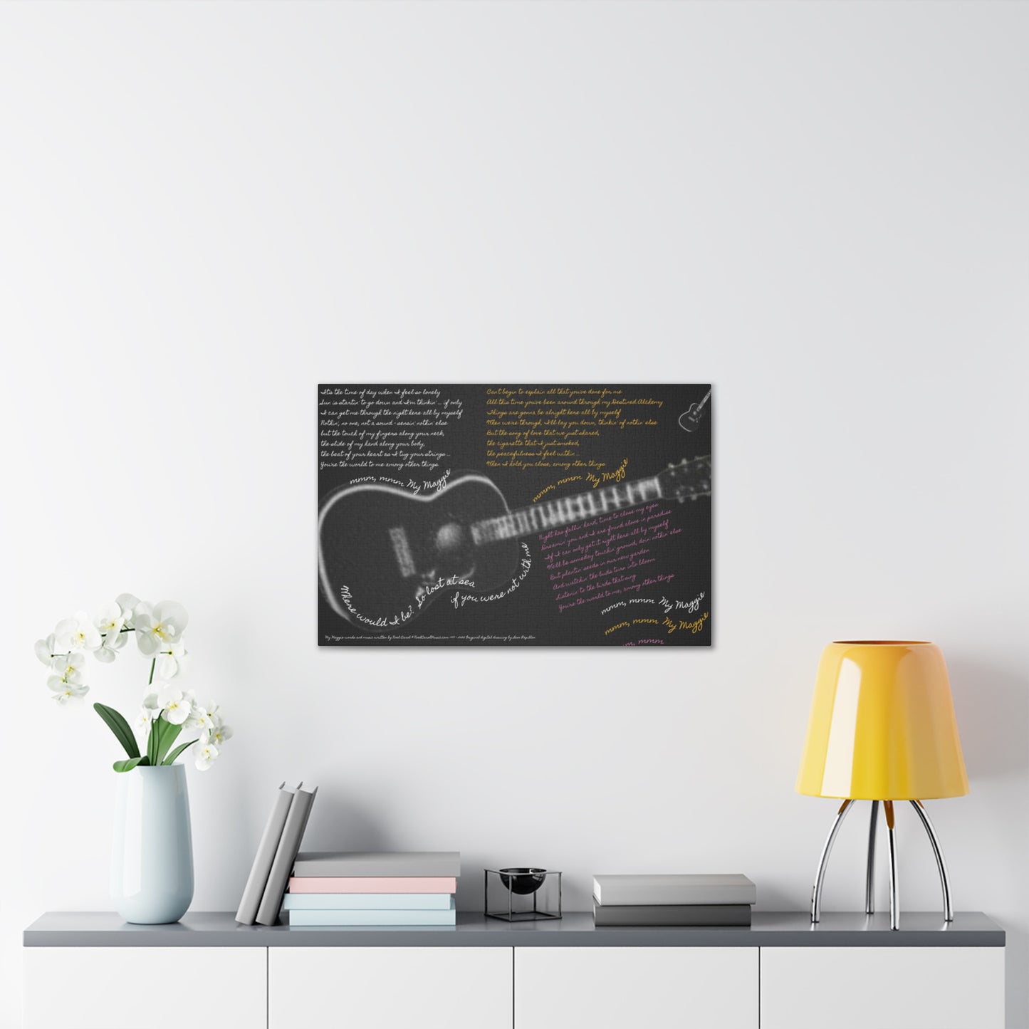 My Maggie c/w lyrics 30" x 20" x 3/4" canvas print - from puzzle to canvas - A Leon Papillon Originale # 1 Black