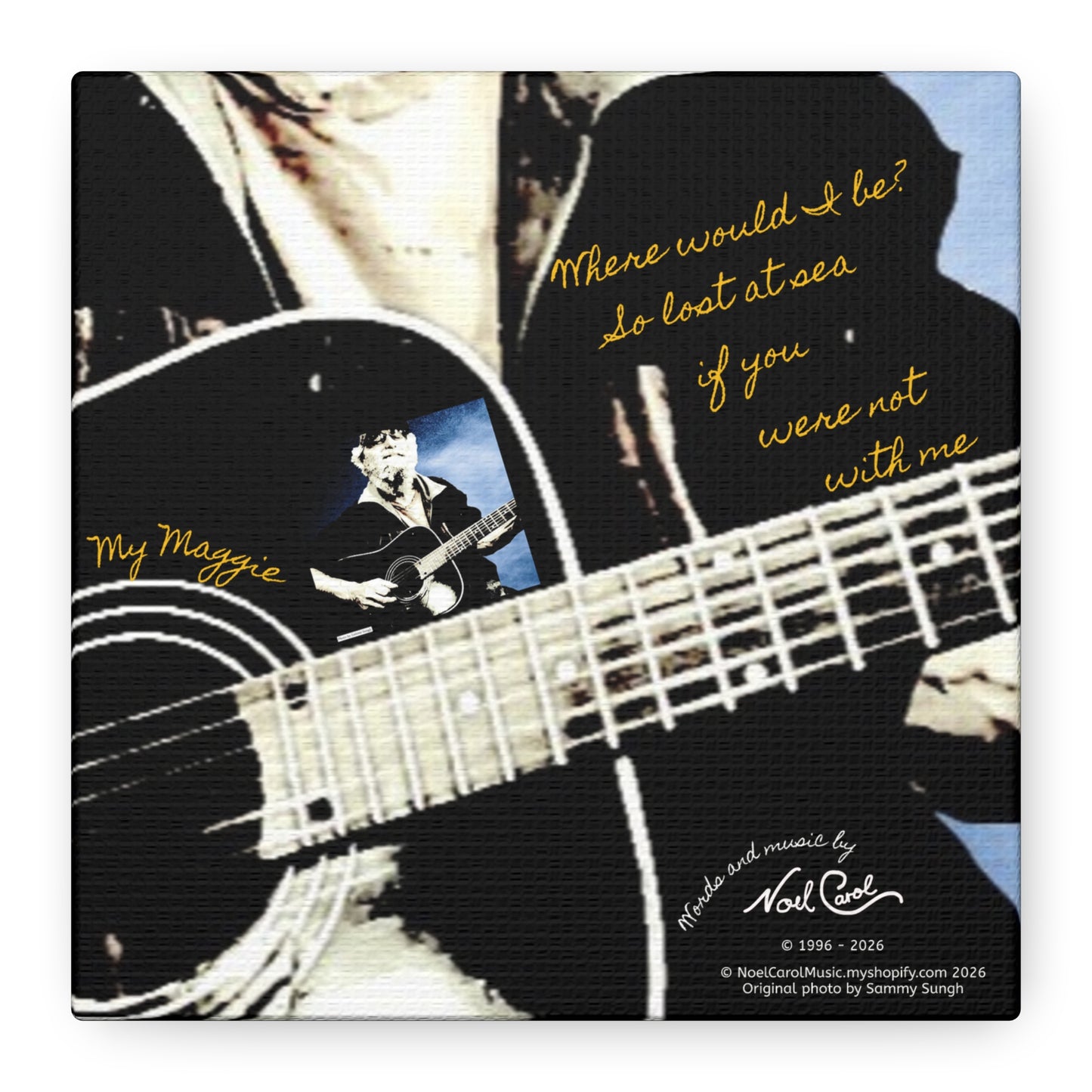My Maggie - Where would I be? So lost at sea if you were not with me - 6" x 6" x 1 1/4" canvas print - from puzzle to canvas - A Leon Papillon Originale # 3 Blue Matte Canvas, Stretched