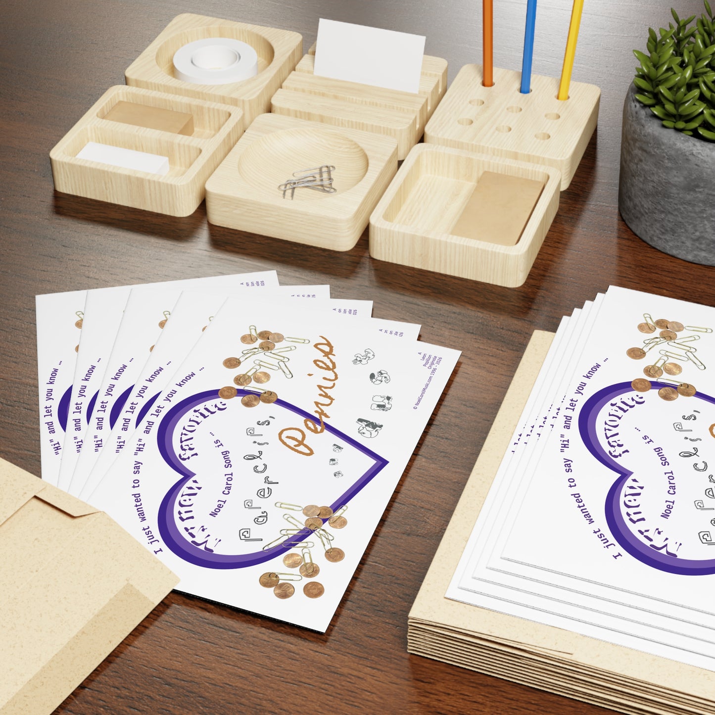 NoelCarolMusic Greeting Card | Paperclips, Pennies and Dust | (Box of 10)
