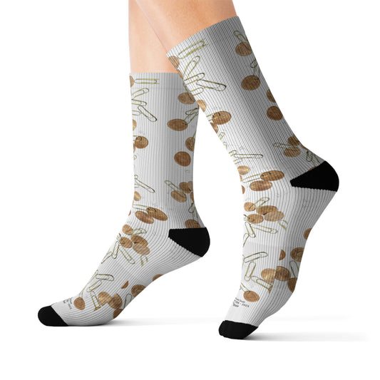 Paperclips, Pennies and Dust Sublimation Socks - S # 2 - A Noel Carol Originale