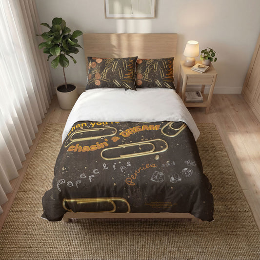 Paperclips, Pennies and Dust | Quilt Cover Set Of Three | A Leon Papillon Originale