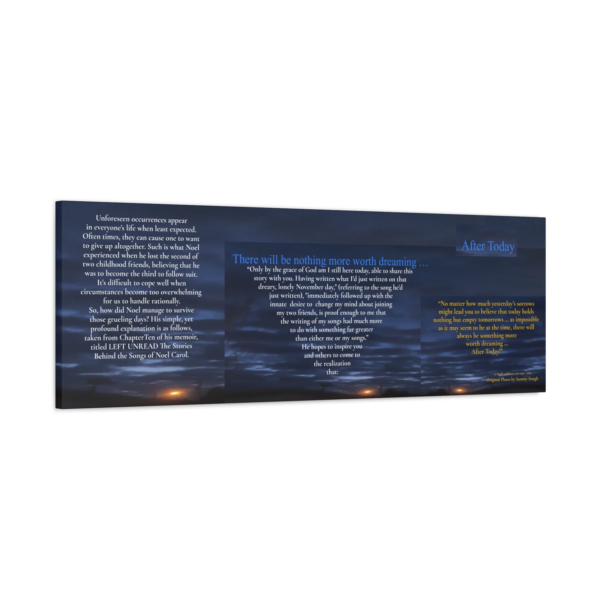"There will be nothing more worth dreaming … After Today" - 48" x 16" Canvas Wall Art - A Noel Carol Originale