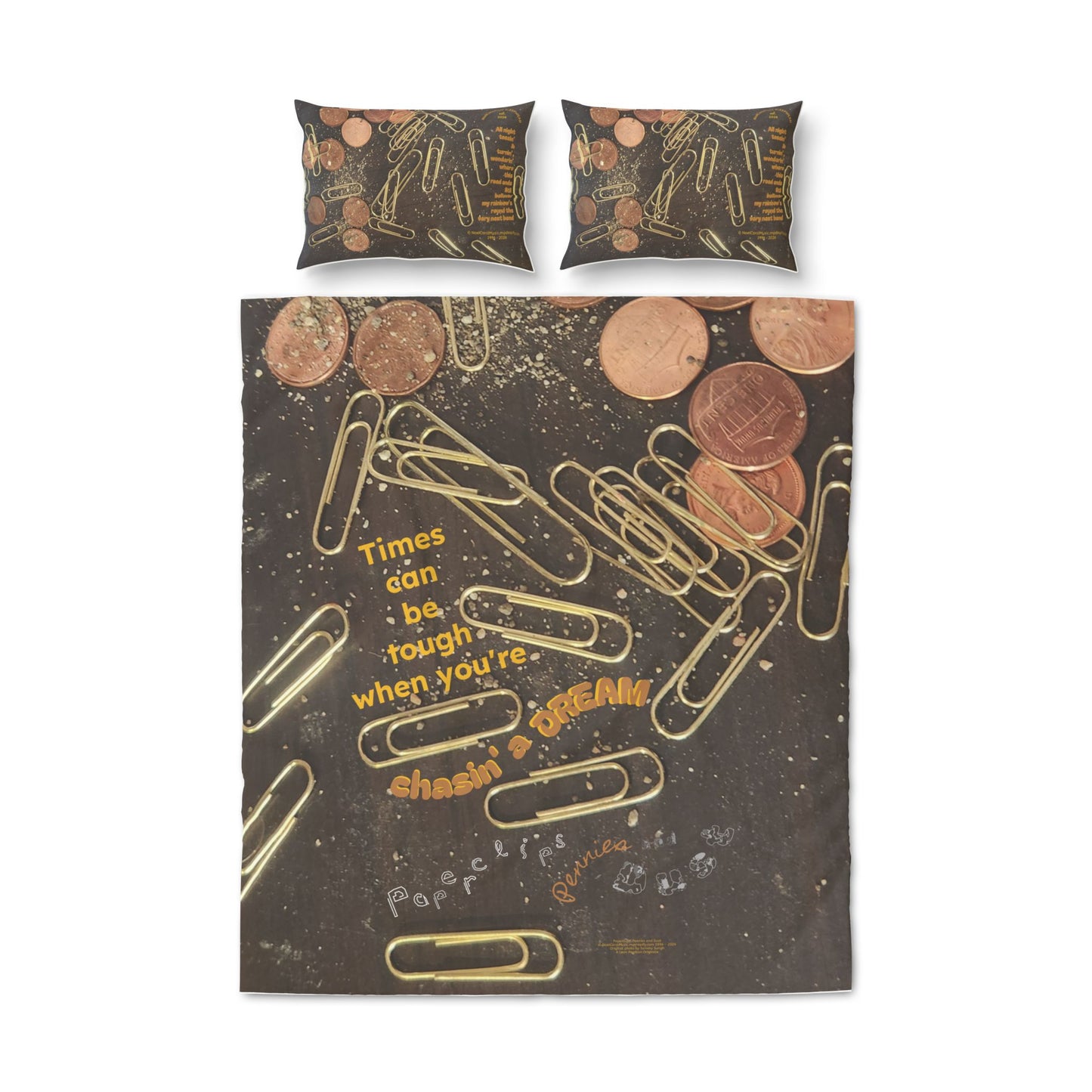Paperclips, Pennies and Dust | Quilt Cover Set Of Three | A Leon Papillon Originale
