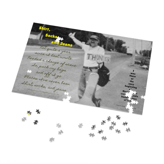 Shirt, Socks, and Jeans Puzzle # 1 - I was there at the very beginning of Noel Carol's cross-Canada busking tour of 1998