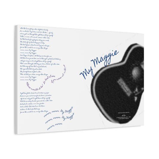 My Maggie c/w lyrics 30" x 20" x 1 1/4" canvas print - from puzzle to canvas - A Leon Papillon Originale # 2 White