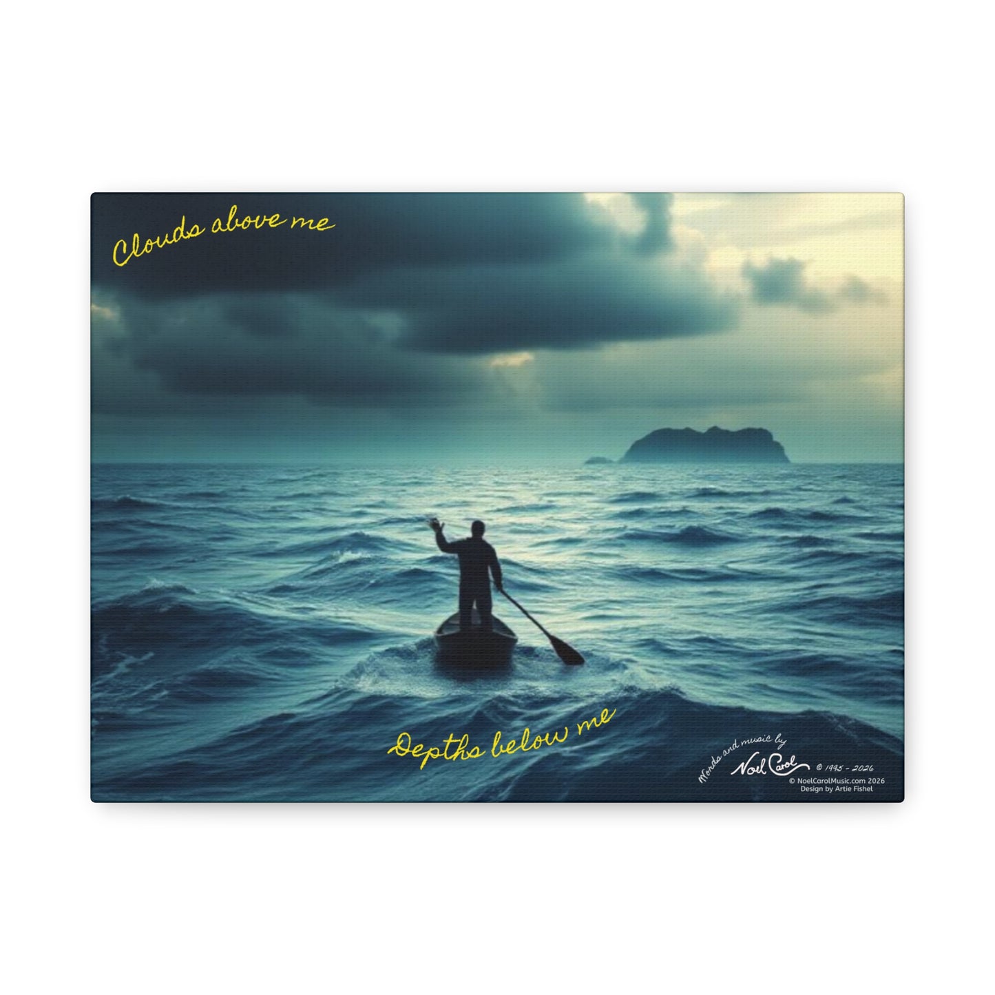 Drifting Lost at Sea | Clouds above me, Depths below me | A Noel Carol Originale | 12" x 9"