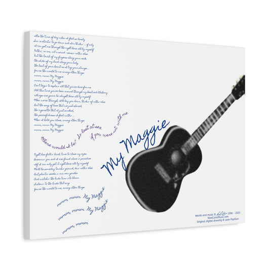 My Maggie c/w lyrics 24" x 18" x 1 1/4" canvas print - from puzzle to canvas - A Leon Papillon Originale # 2 White