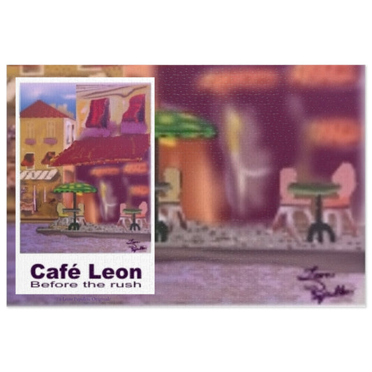 Cafe Leon Before the rush 30" x 20" x 1000 pce Jigsaw Puzzle - A Leon Papillon Originale