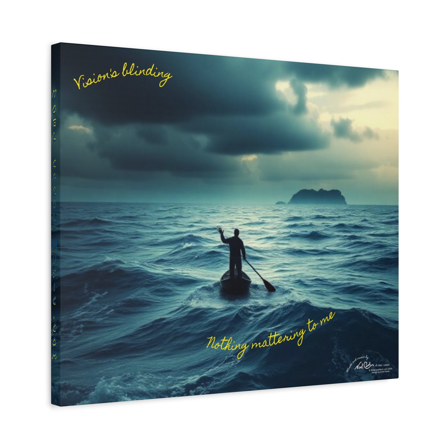 Drifting Lost at Sea canvas print featuring lyrics "Vision's blinding, Nothing mattering to me"