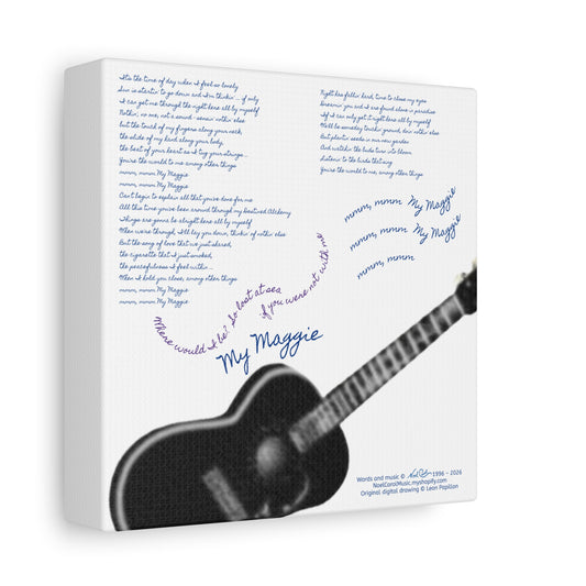 My Maggie c/w lyrics 6" x 6" x 1 1/4" canvas print - from puzzle to canvas - A Leon Papillon Originale # 2 White