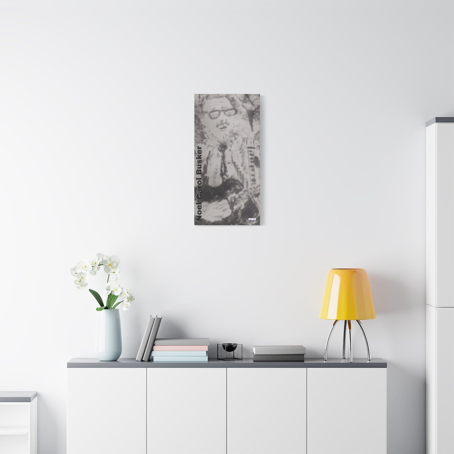 Noel Carol Busker Charcoal Portrait Wall Art - A Leon Papillon Originale 15" x 30"