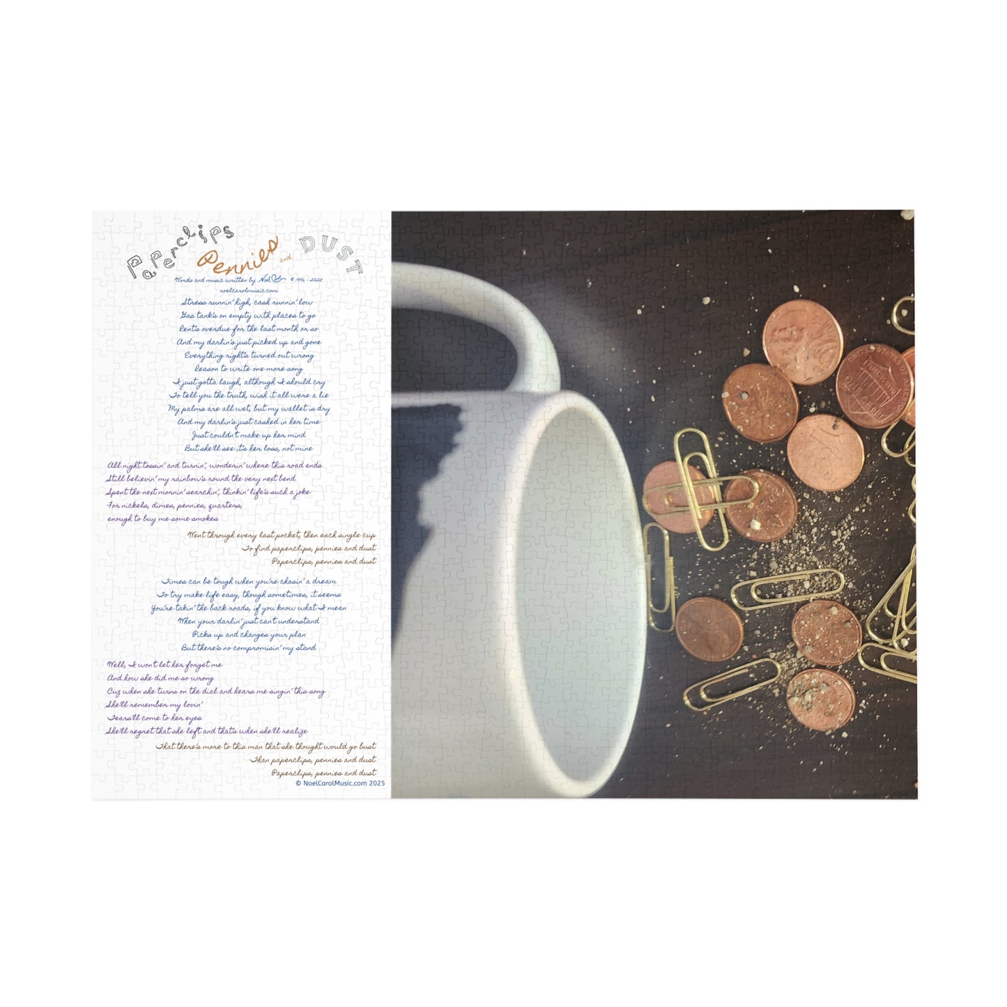 Paperclips, Pennies and Dust PUZZLE #2 Complete song lyrics (96, 252, 500, 1000-Piece)