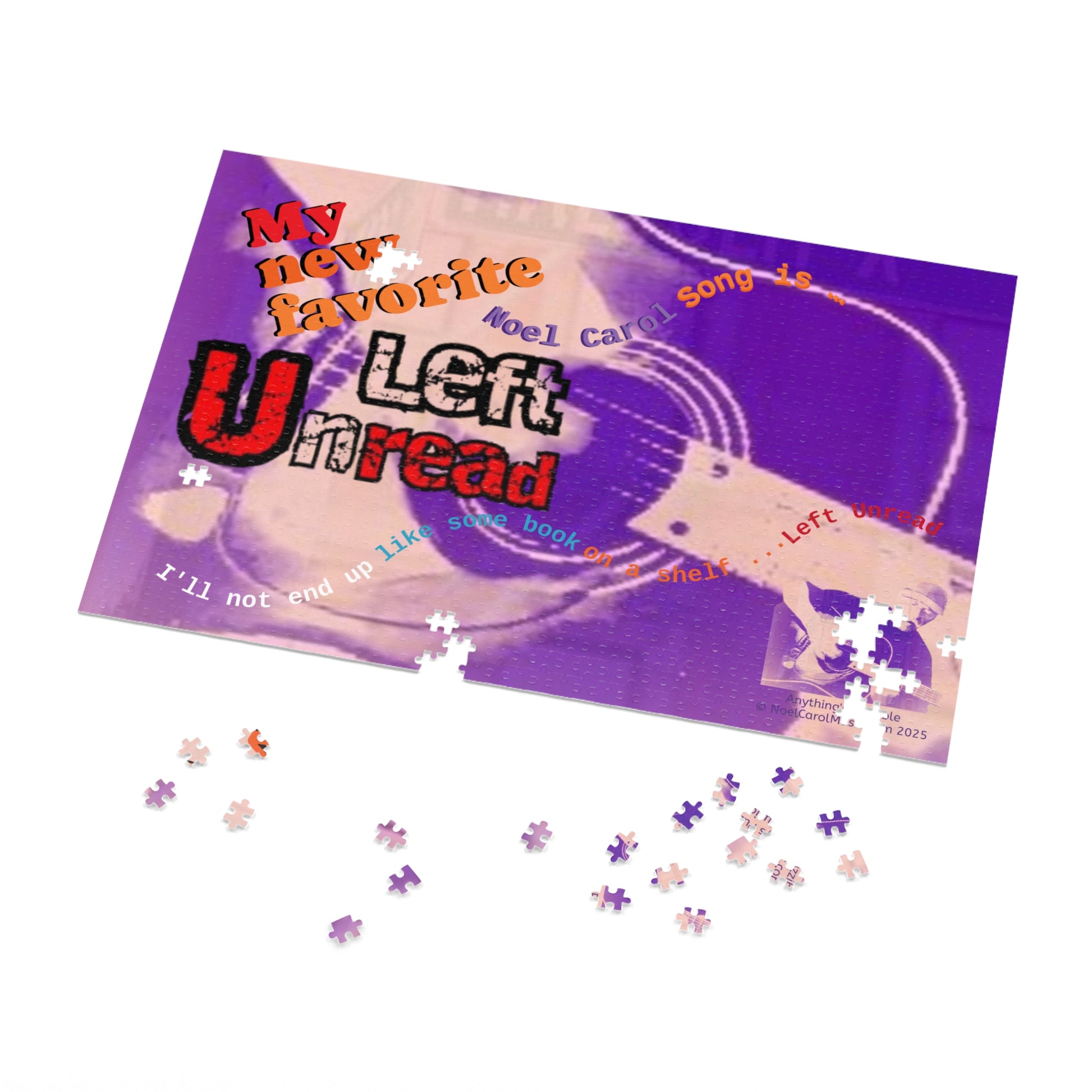 Left Unread puzzle design 1 by Leon Papillon - 1000-2000 piece jigsaw my new favorite Noel Carol song