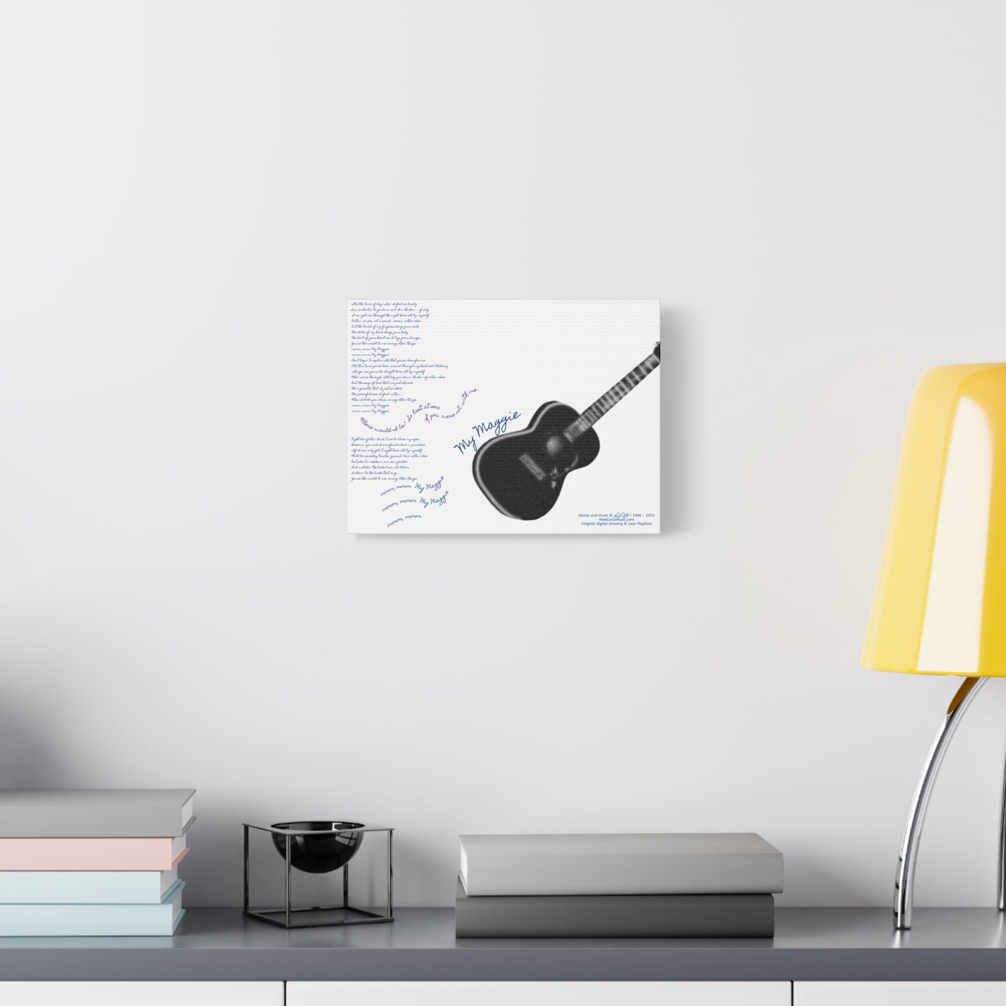 My Maggie c/w lyrics 12" x 9" x 1 1/4" canvas print - from puzzle to canvas - A Leon Papillon Originale # 2 White