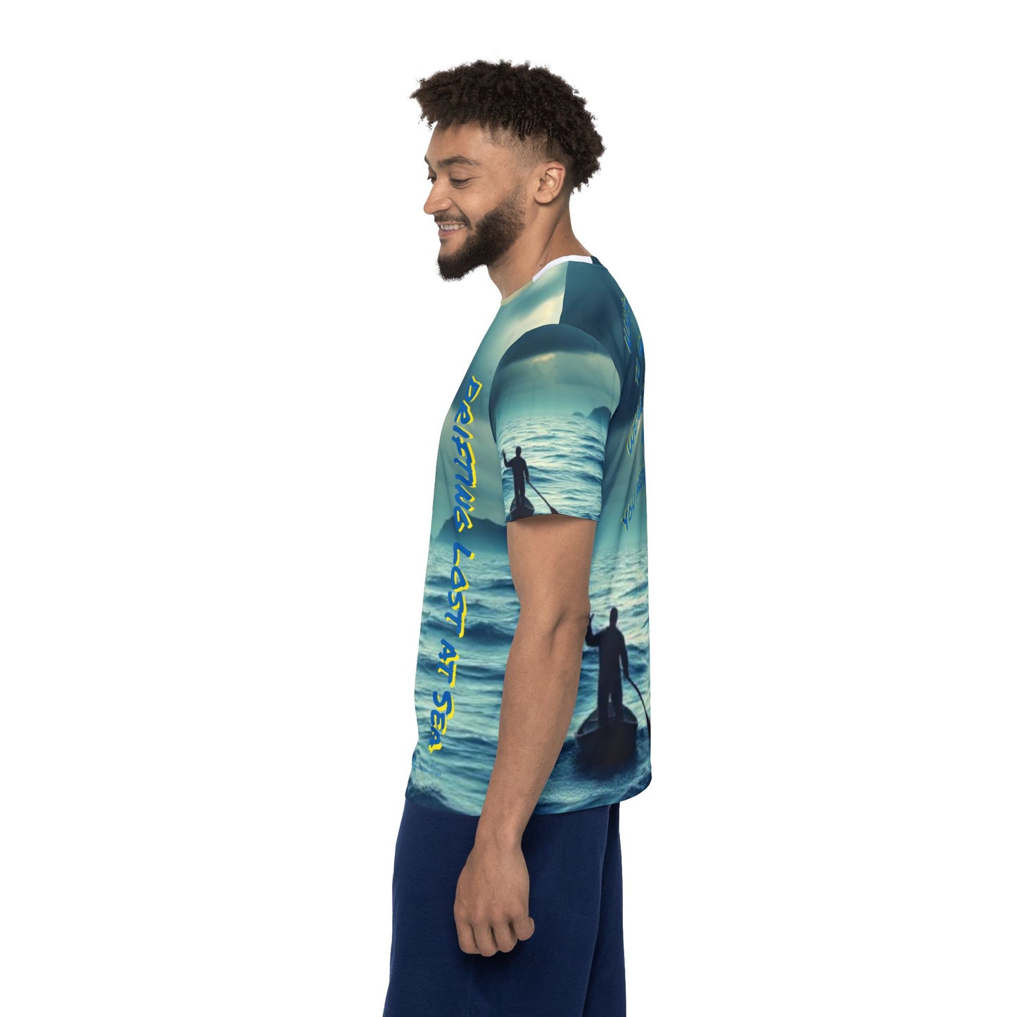 Drifting Lost at Sea T-shirt | Men's Sports Jersey (AOP) T # 1 | A Noel Carol Originale