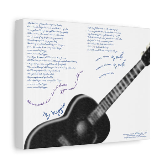 My Maggie c/w lyrics 10" x 8" x 1 1/4" canvas print - from puzzle to canvas - A Leon Papillon Originale # 2 White