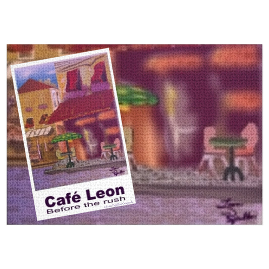 Cafe Leon Before the rush 40" x 28" x 2000 pce Jigsaw Puzzle - A Leon Papillon Originale