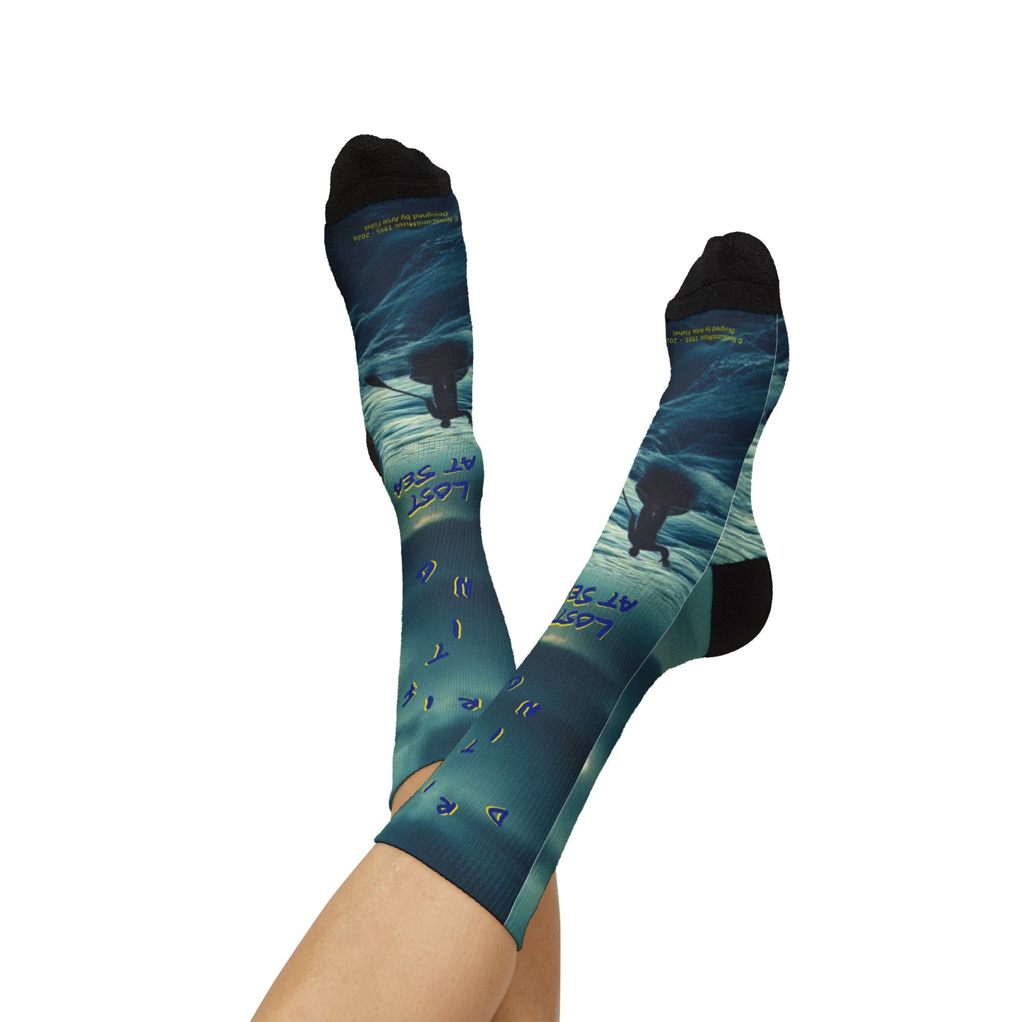 Drifting Lost at Sea Sublimation Socks - A Noel Carol Originale S # 1