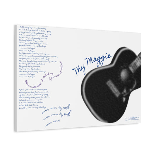 My Maggie c/w lyrics 30" x 20" x 1 1/4" canvas print - side view - A Leon Papillon Originale # 2 White background