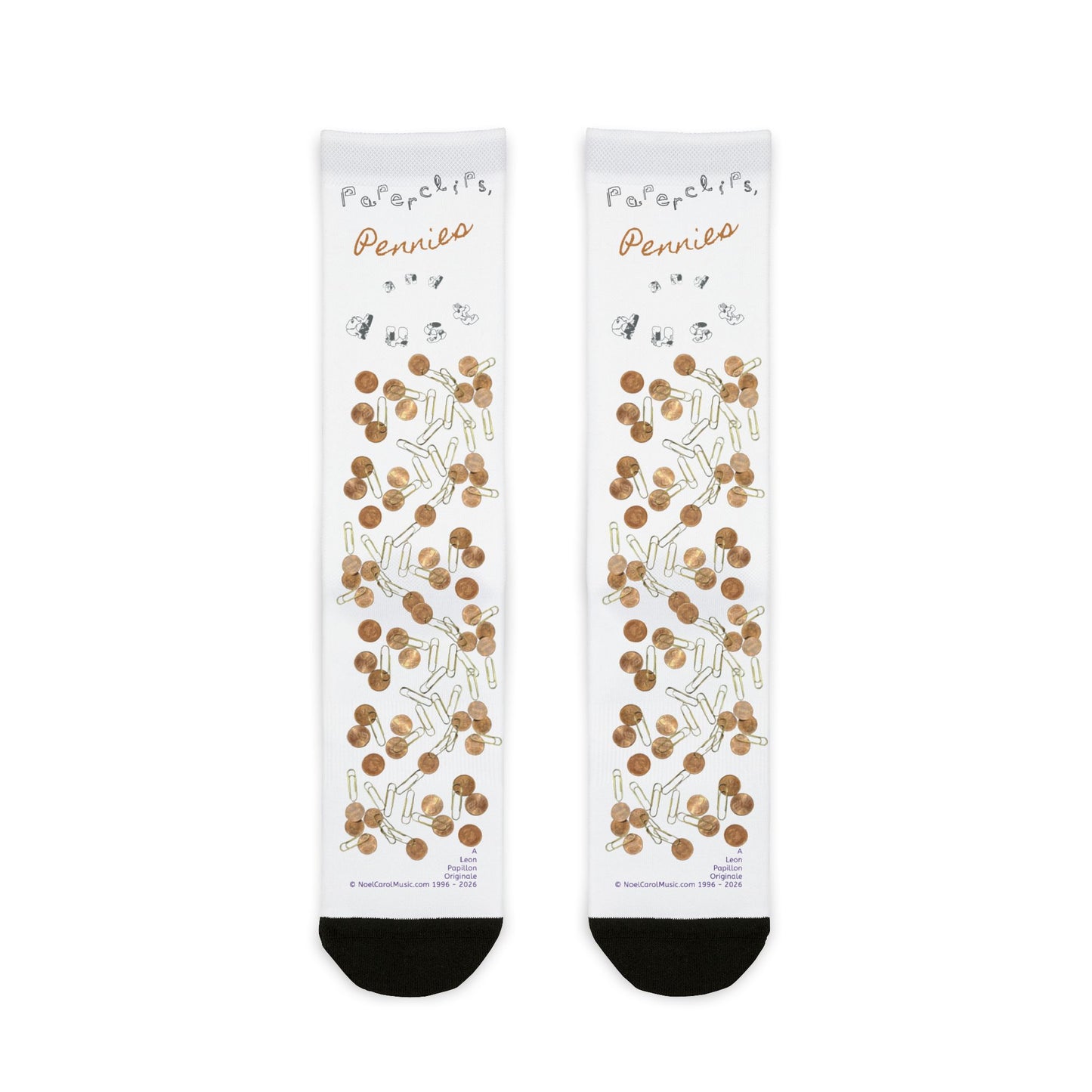Paperclips, Pennies and Dust Sublimation Socks - S # 4 - A Noel Carol Originale