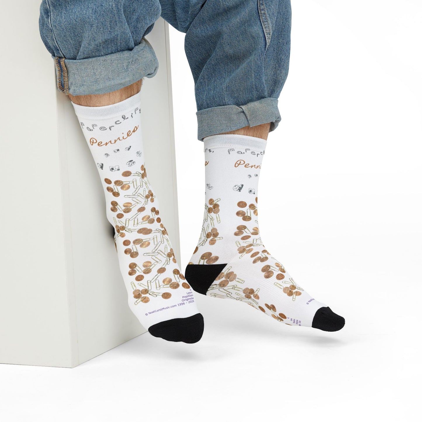 Paperclips, Pennies and Dust Sublimation Socks - S # 4 - A Noel Carol Originale