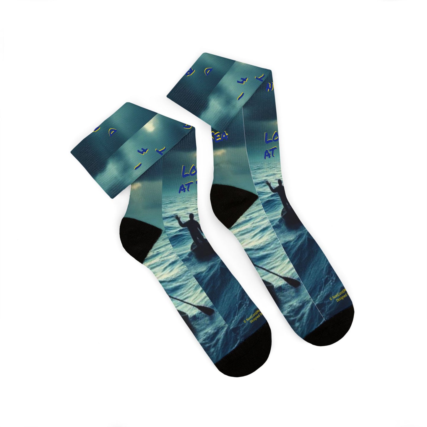 Drifting Lost at Sea Sublimation Socks - A Noel Carol Originale S # 1