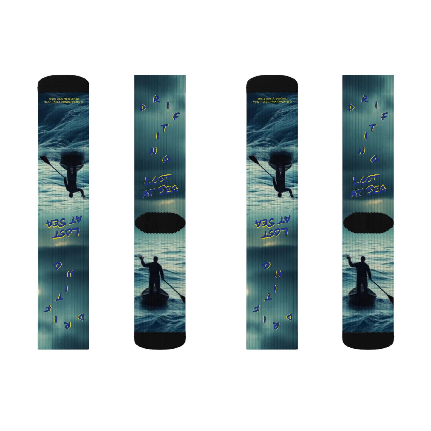Drifting Lost at Sea Sublimation Socks - A Noel Carol Originale S # 1