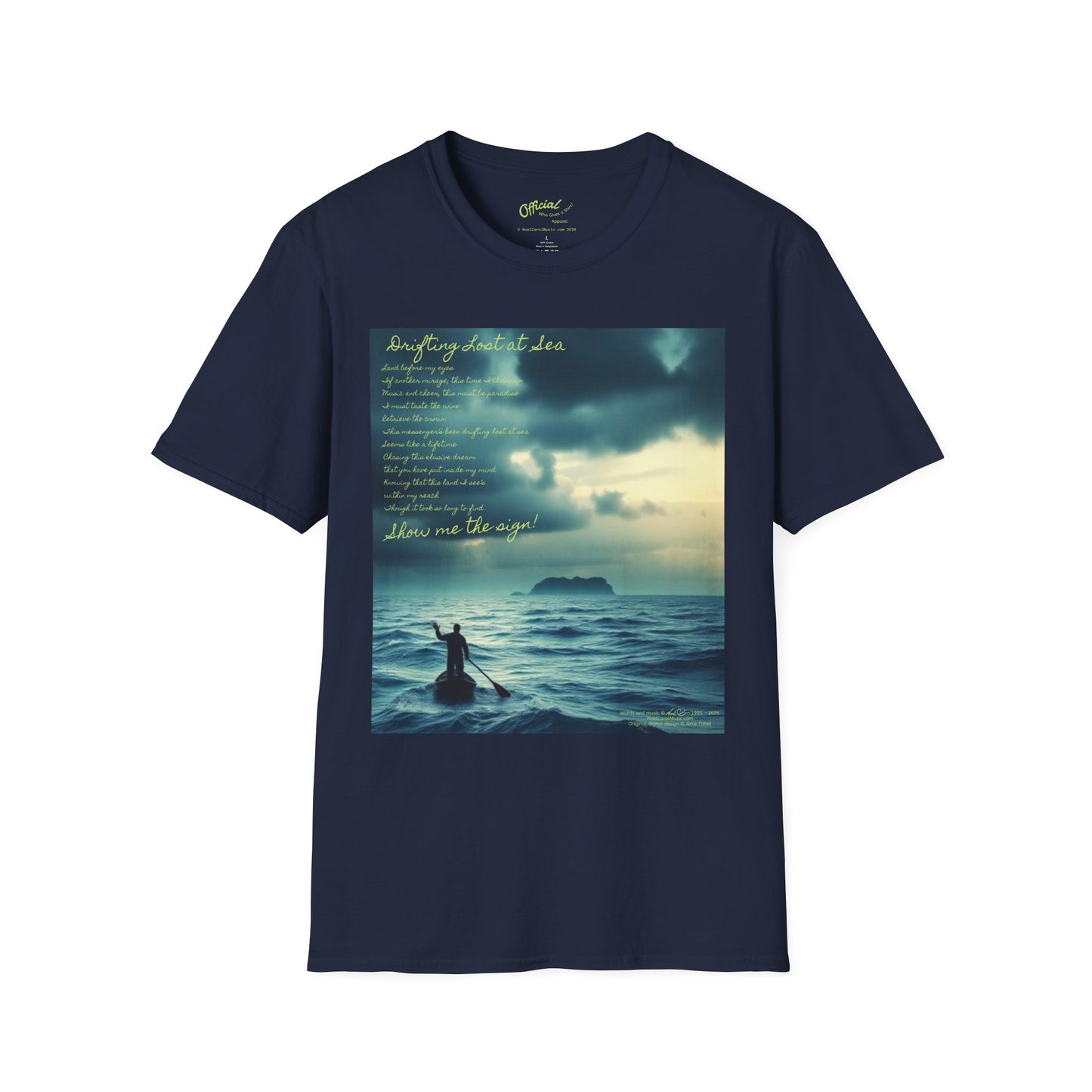 Drifting Lost at Sea lyrics and image of man drifting lost at sea— Noel Carol Music
