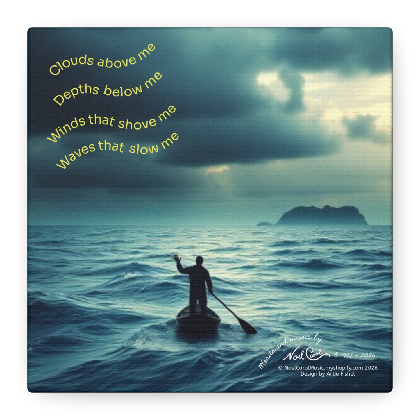 Drifting Lost at Sea Canvas Wall Art | A Noel Carol Originale | 6" x 6"